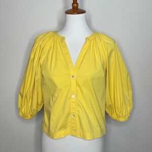 STAUD  Dill Top XS Cotton Poplin Yellow‎ Peasant Boho